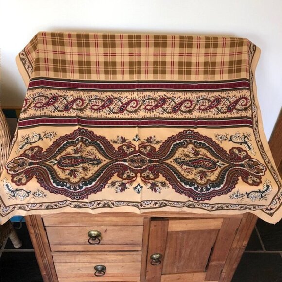 TALBOTS Italian Silk Brown Paisley Plaid Scarf 33" Square - Picture 7 of 17